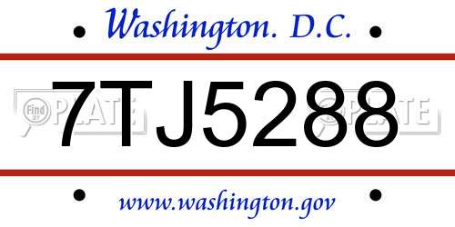 7TJ5288 District Of Columbia License Plate