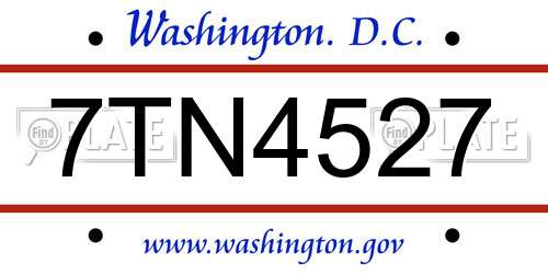 7TN4527 District Of Columbia License Plate