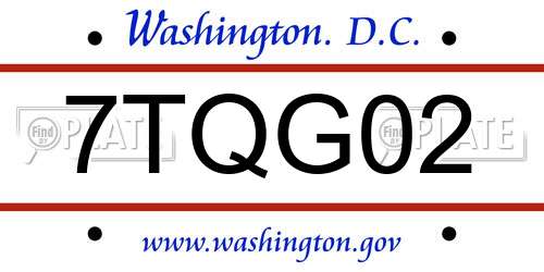 7TQG02 District Of Columbia License Plate