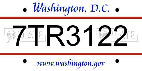 7TR3122 District Of Columbia License Plate