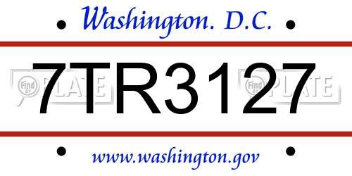 7TR3127 District Of Columbia License Plate