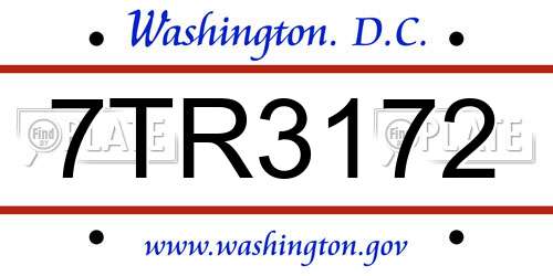 7TR3172 District Of Columbia License Plate