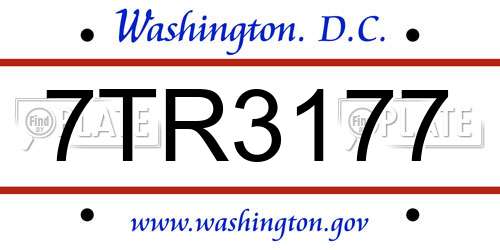 7TR3177 District Of Columbia License Plate