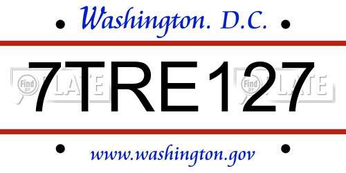 7TRE127 District Of Columbia License Plate