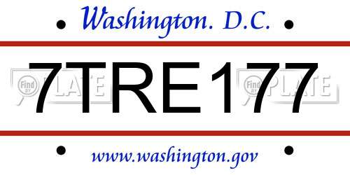 7TRE177 District Of Columbia License Plate