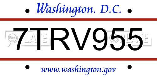 7TRV955 District Of Columbia License Plate