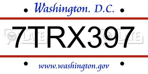 7TRX397 District Of Columbia License Plate