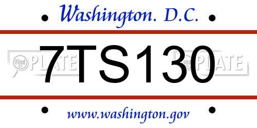 7TS130 District Of Columbia License Plate
