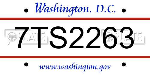 7TS2263 District Of Columbia License Plate