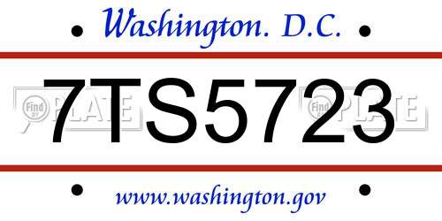 7TS5723 District Of Columbia License Plate