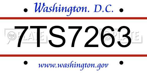 7TS7263 District Of Columbia License Plate