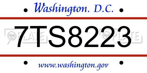 7TS8223 District Of Columbia License Plate