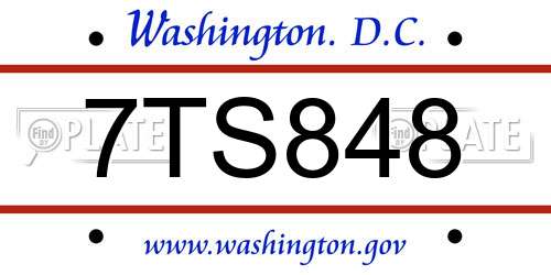 7TS848 District Of Columbia License Plate