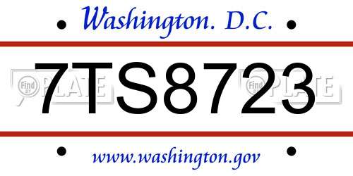 7TS8723 District Of Columbia License Plate