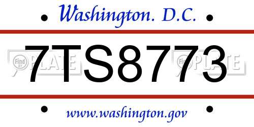 7TS8773 District Of Columbia License Plate