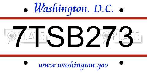 7TSB273 District Of Columbia License Plate