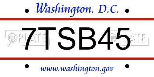 7TSB45 District Of Columbia License Plate