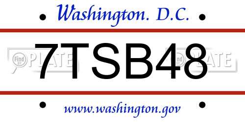 7TSB48 District Of Columbia License Plate