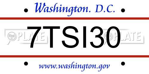 7TSI30 District Of Columbia License Plate