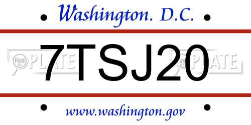 7TSJ20 District Of Columbia License Plate