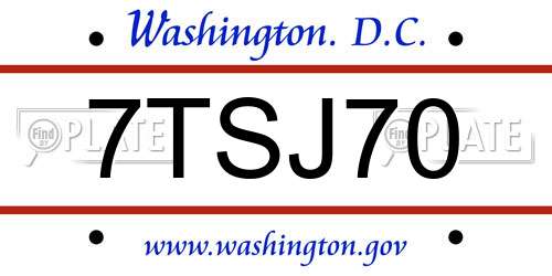 7TSJ70 District Of Columbia License Plate