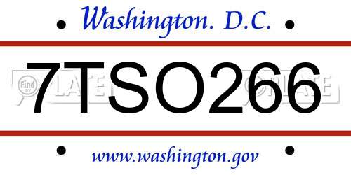 7TSO266 District Of Columbia License Plate