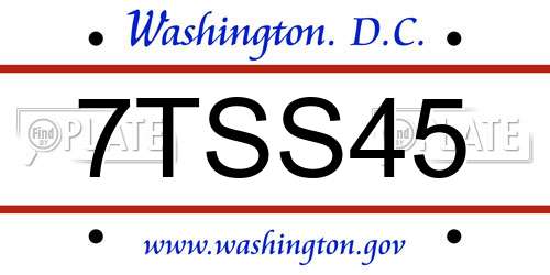 7TSS45 District Of Columbia License Plate