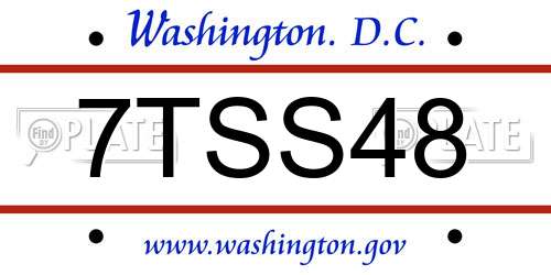 7TSS48 District Of Columbia License Plate