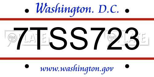7TSS723 District Of Columbia License Plate