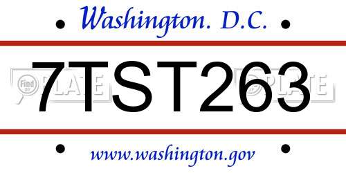 7TST263 District Of Columbia License Plate