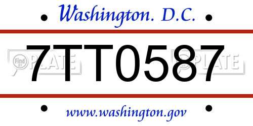 7TT0587 District Of Columbia License Plate