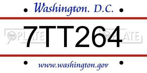 7TT264 District Of Columbia License Plate