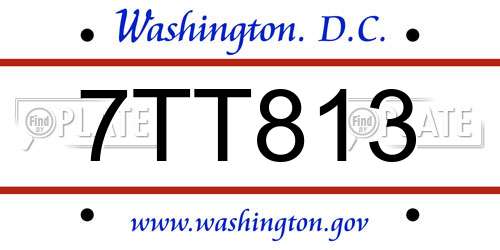 7TT813 District Of Columbia License Plate