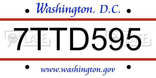 7TTD595 District Of Columbia License Plate