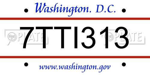 7TTI313 District Of Columbia License Plate