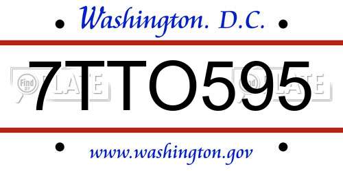 7TTO595 District Of Columbia License Plate
