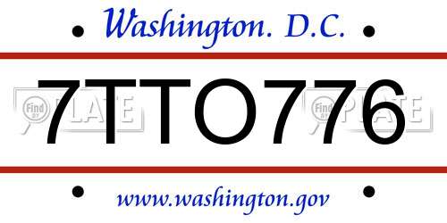 7TTO776 District Of Columbia License Plate