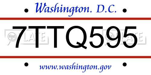7TTQ595 District Of Columbia License Plate