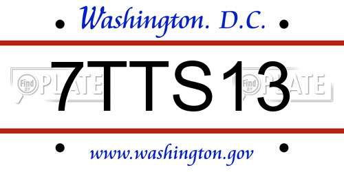 7TTS13 District Of Columbia License Plate