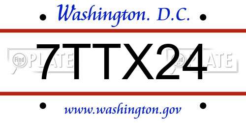 7TTX24 District Of Columbia License Plate