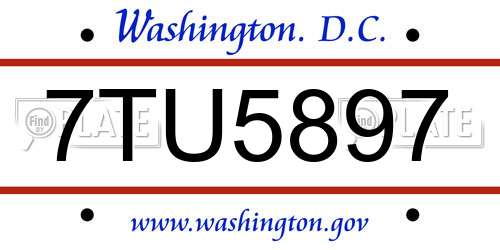 7TU5897 District Of Columbia License Plate
