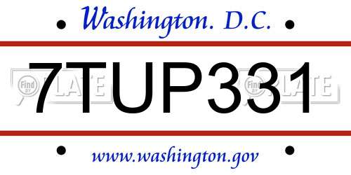 7TUP331 District Of Columbia License Plate
