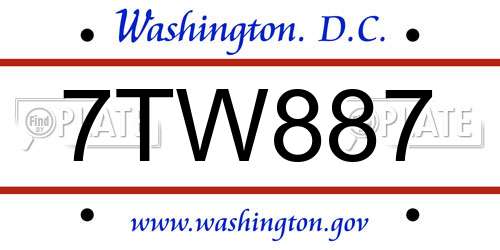 7TW887 District Of Columbia License Plate
