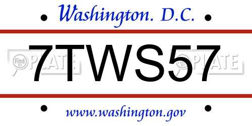 7TWS57 District Of Columbia License Plate