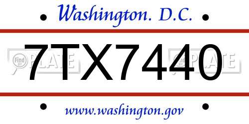 7TX7440 District Of Columbia License Plate