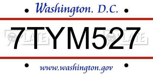 7TYM527 District Of Columbia License Plate