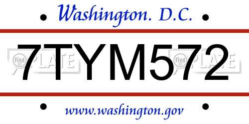 7TYM572 District Of Columbia License Plate