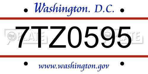 7TZ0595 District Of Columbia License Plate