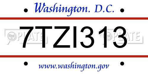 7TZI313 District Of Columbia License Plate