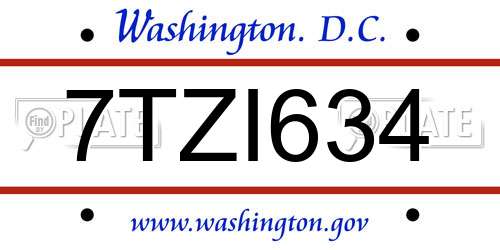 7TZI634 District Of Columbia License Plate